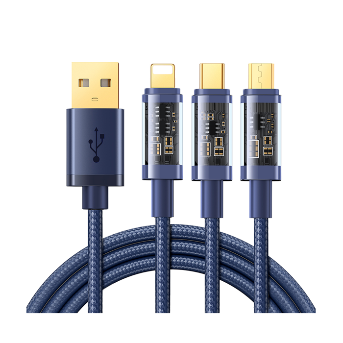 JOYROOM S-1T3015A5 3.5A 3-in-1 usb to Lightning+Type-C+Micro Charging cable 1.2m